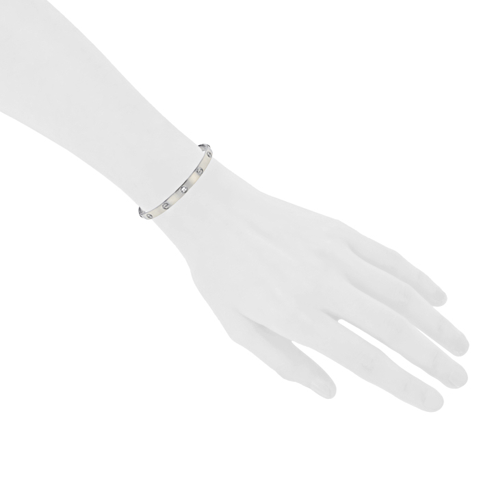 Bracelet Cartier Love en or blanc et diamants, taille 19 - Detail D1