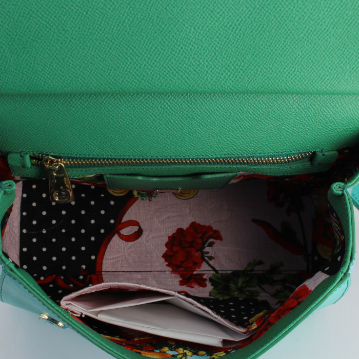 Bolso de mano Dolce & Gabbana modelo mediano en cuero tricolor verde turquesa y azul claro - Detail D4