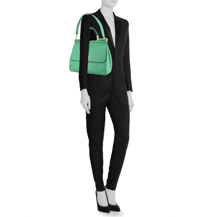 Dolce
Gabbana large model handbag in green grained leather - Detail D2