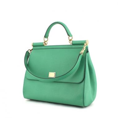 Dolce & Gabbana large model handbag in green grained leather