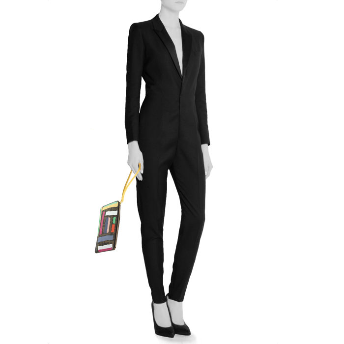 Pochette in tela monogram con decoro graffiti - Detail D1