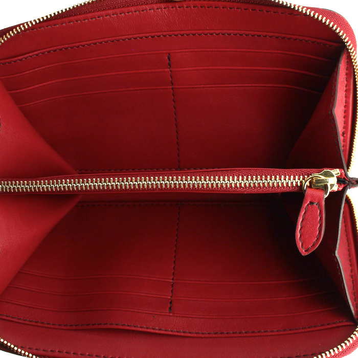 Billetera Burberry en cuero rojo y lona Haymarket - Detail D2