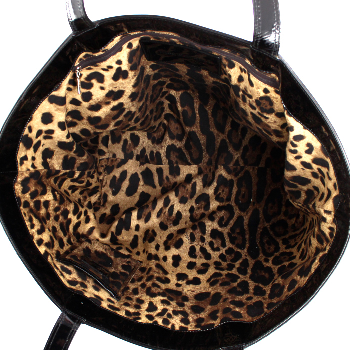 Sac cabas Dolce & Gabbana en cuir vernis noir - Detail D2