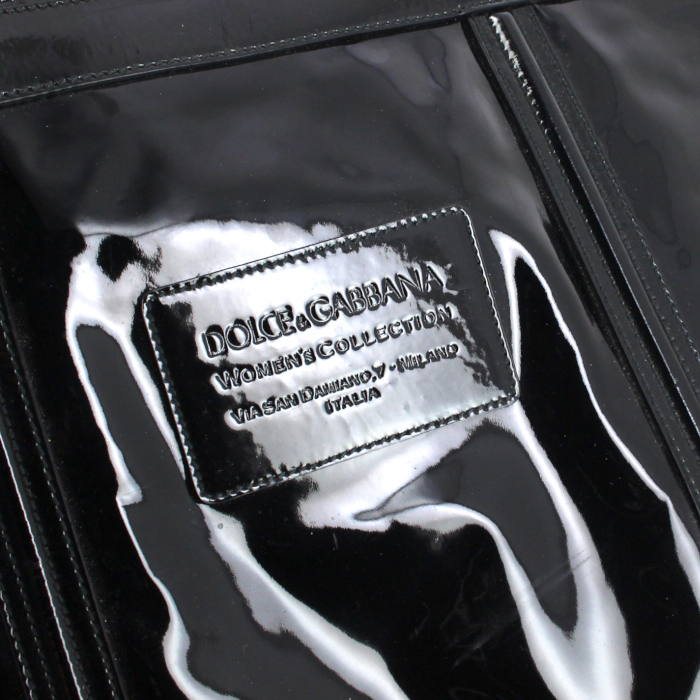 Sac cabas Dolce & Gabbana en cuir vernis noir - Detail D3