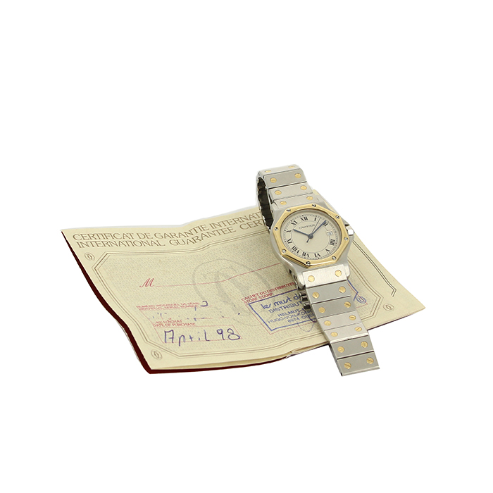 Cartier Santos Ronde watch in gold and stainless steel - Detail D2