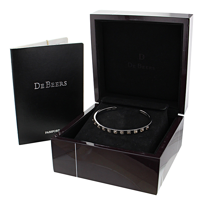 Bracciale aperto De Beers Talisman in acciaio e diamanti grezzi