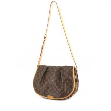 Sac besace Louis Vuitton Menilmontant en toile monogram et cuir naturel