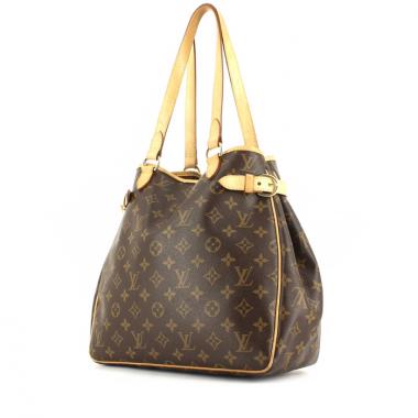 Borsa in tela monogram e pelle naturale