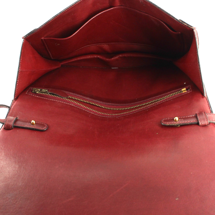 Sac/pochette Hermes en cuir bordeaux - Detail D3