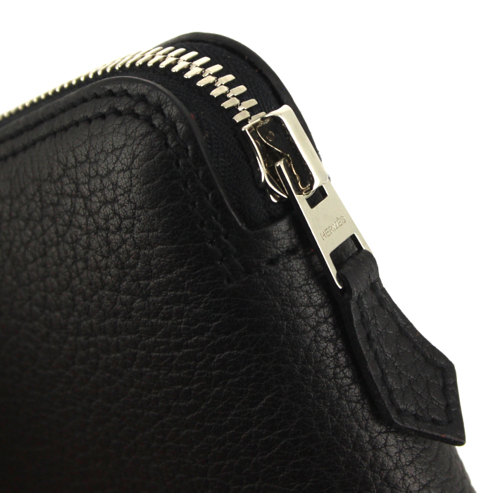 Hermes Silky Pop - Shop Bag shopping bag in brown printed canvas and brown leather - Detail D3