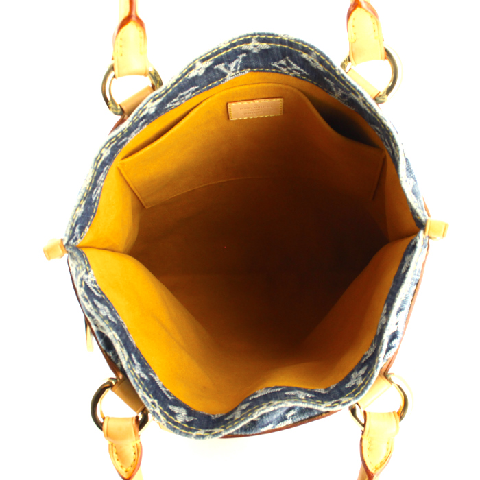 Sac à main Louis Vuitton en toile denim monogrammée et cuir naturel - Detail D2