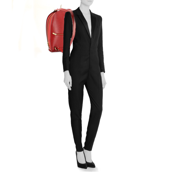 Louis Vuitton Mabillon backpack in red epi leather - Detail D1