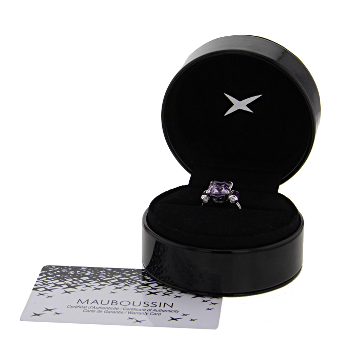 Mauboussin Couleur Baiser ring in white gold,  diamond and amethysts and in amethyst - Detail D2