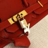 Hermes Birkin 35 cm handbag in red togo leather and beige canvas - Detail D4 thumbnail