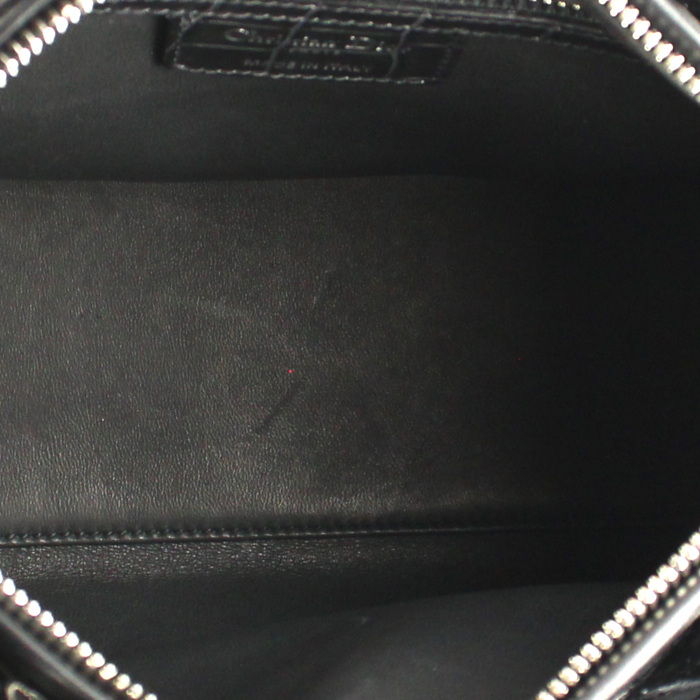 Dior Lady Dior medium model handbag in black and white tweed and silver paillette - Detail D3