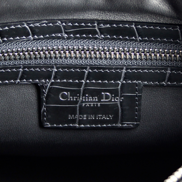 Borsa Lady Dior modello medio in tweed nero e bianco e paillettes argentate - Detail D5