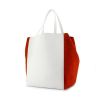 Celine shopping bag in white leather and orange suede - 00pp thumbnail