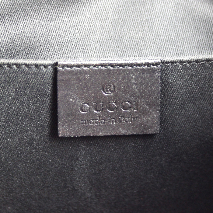 Sac à main Gucci en toile monogram noire et cuir noir - Detail D3