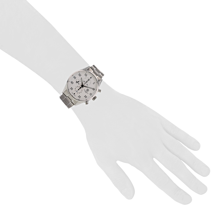 TAG Heuer Carrera Automatic Chronograph watch in stainless steel Circa  2010 - Detail D1