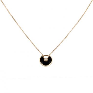 Cartier Amulette small model necklace in pink gold,  onyx and diamond