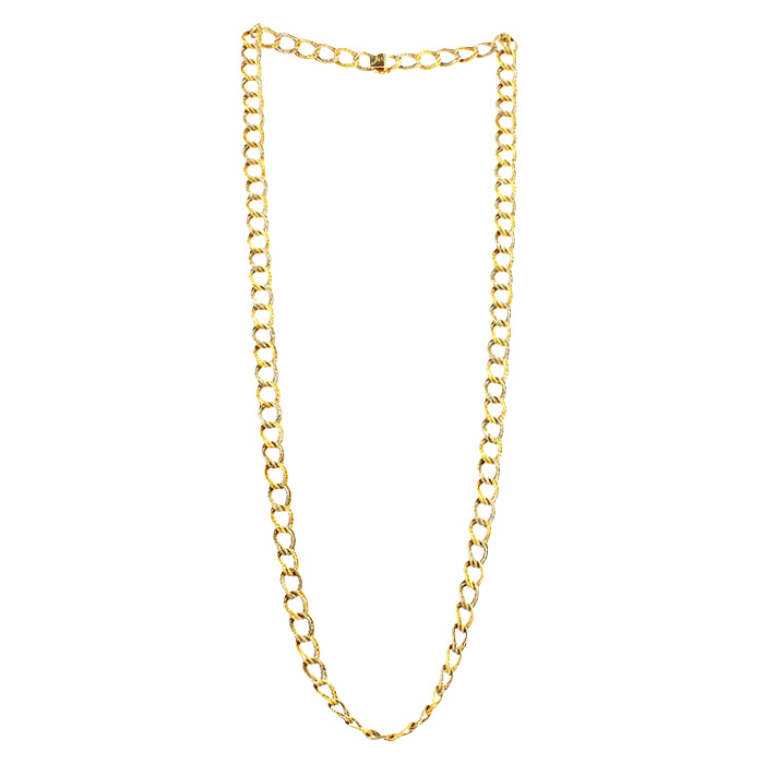 Collana lunga testurizzata in oro bianco e oro giallo - Detail D2