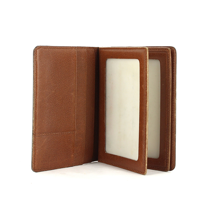 Louis Vuitton card wallet in monogram canvas and brown leather - Detail D2