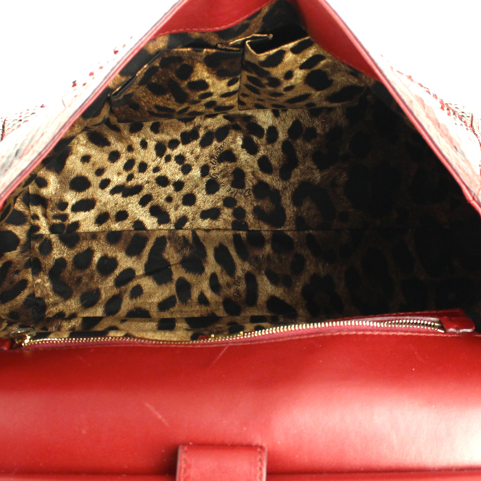 Sac à main Dolce & Gabbana grand modèle en python rouge - Detail D3