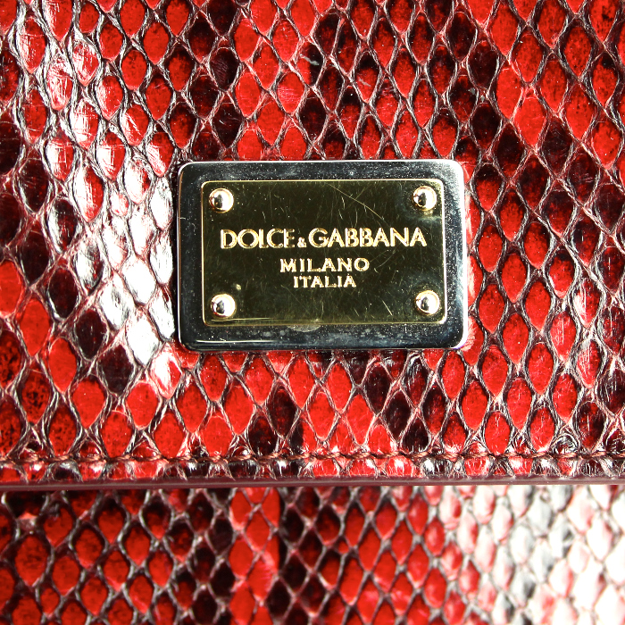 Sac à main Dolce & Gabbana grand modèle en python rouge - Detail D5