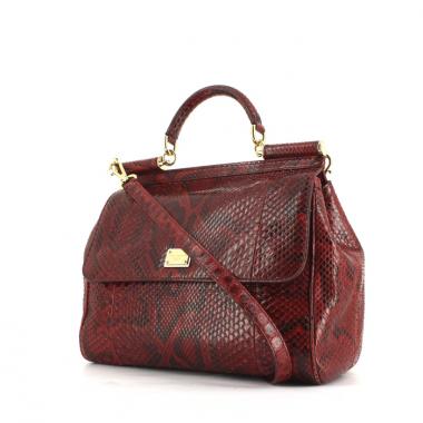 Bolso de mano Dolce & Gabbana modelo grande en piel de pitón roja