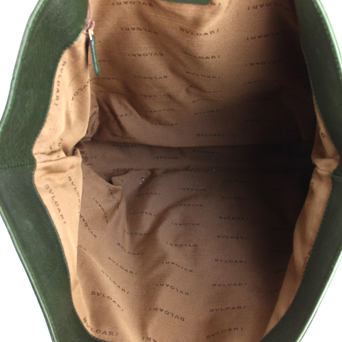 Bolso Cabás Bulgari en cuero verde oscuro - Detail D2