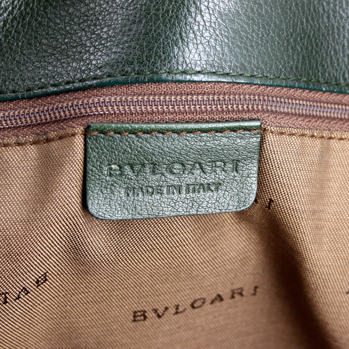Bolso Cabás Bulgari en cuero verde oscuro - Detail D3