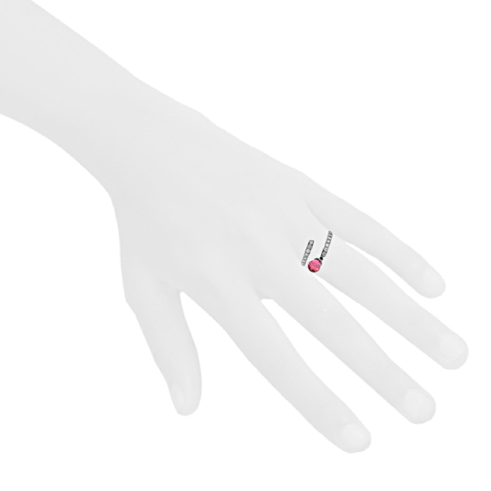 Anello Chaumet Le Grand Frisson in oro bianco, diamanti e tormalina rosa - Detail D1