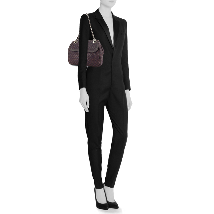 Moschino handbag in purple quilted leather - Detail D1