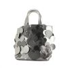 Shopping bag in pelle argento con motivo a cuori - 00pp thumbnail