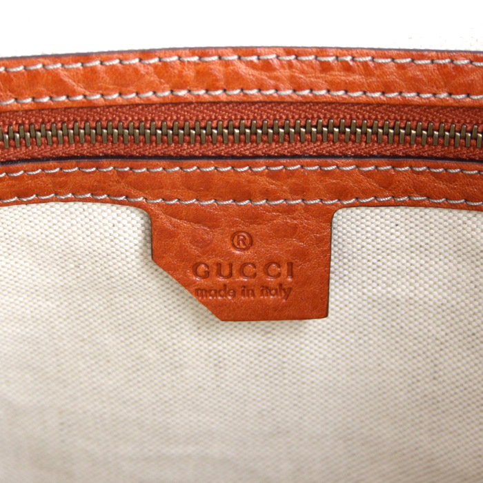 Bolso de mano Gucci en lona Monogram y cuero naranja - Detail D4