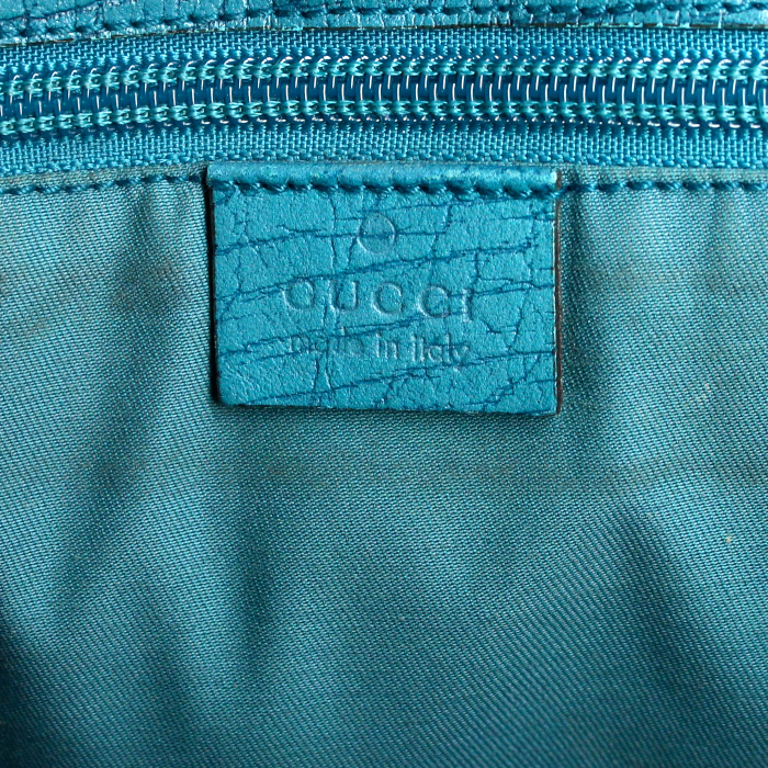 Bolso Cabás Gucci en lona Monogram beige y cuero azul - Detail D3