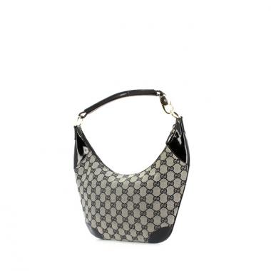 Gucci handbag in beige monogram canvas and blue leather