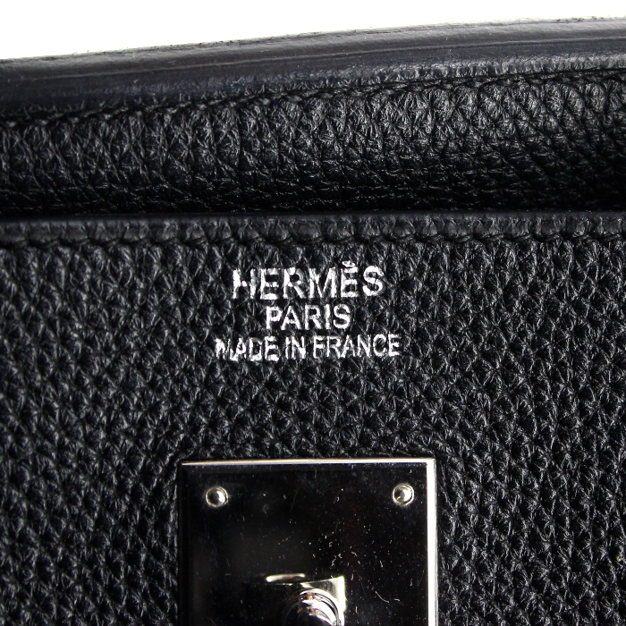 Bolso de mano Hermes Birkin 40 cm en cuero taurillon clémence negro - Detail D3