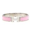 Bracciale apribile Hermes Clic Clac modello piccolo in palladio e smalto rosa polvere - 00pp thumbnail