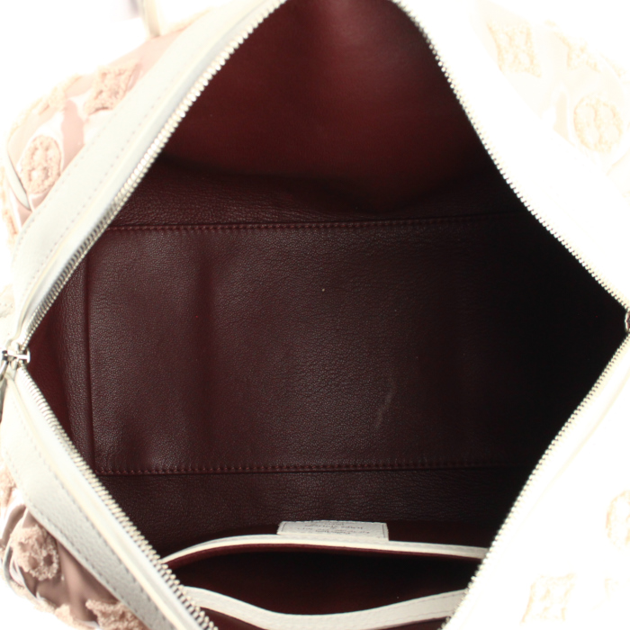 Bolso de mano Louis Vuitton en cuero Monogram rosa y cuero blanco - Detail D2