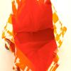 Shopping bag Silky Pop - Shop Bag in tela con stampa arancione motivi e pelle marrone - Detail D2 thumbnail