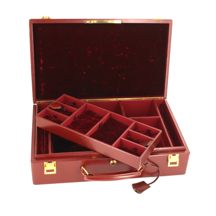 Hermes jewelry box in burgundy box leather - Detail D2