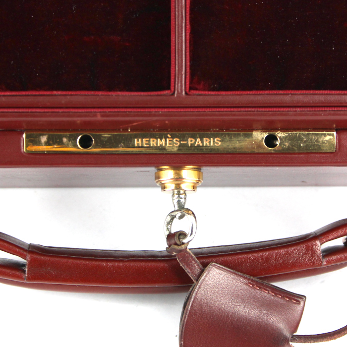 Hermes jewelry box in burgundy box leather - Detail D3
