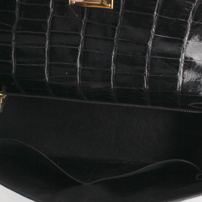 Bolso de mano Hermes Kelly 32 cm en aligátor negro - Detail D3