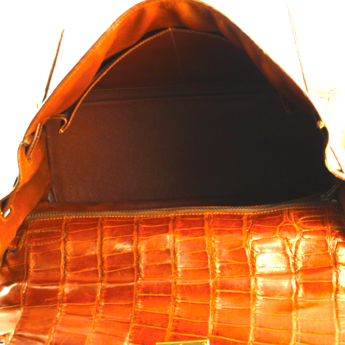 Hermes Kelly 32 cm handbag in havana brown alligator - Detail D3