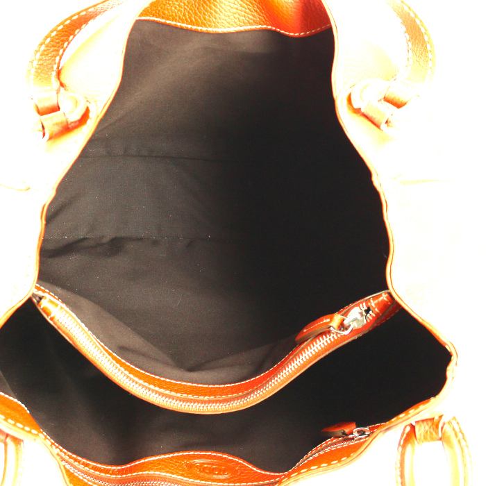 Sac à main Tod's en cuir grainé orange - Detail D2