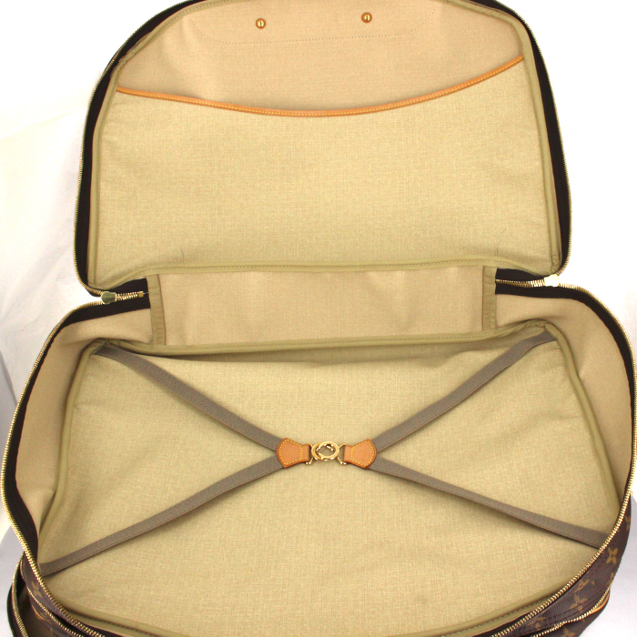 Sac de voyage Louis Vuitton Alize en toile monogram enduite et cuir naturel - Detail D3