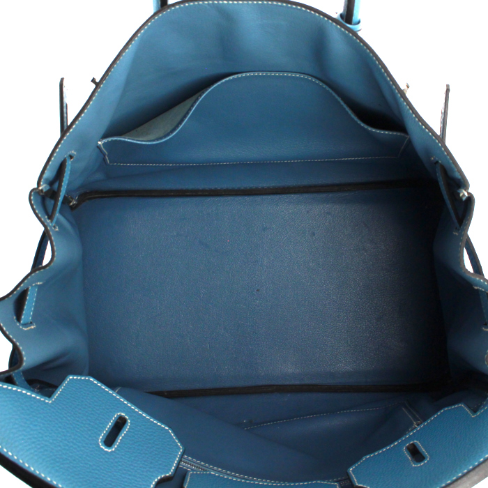 Borsa Birkin 35 cm in pelle togo blu - Detail D2