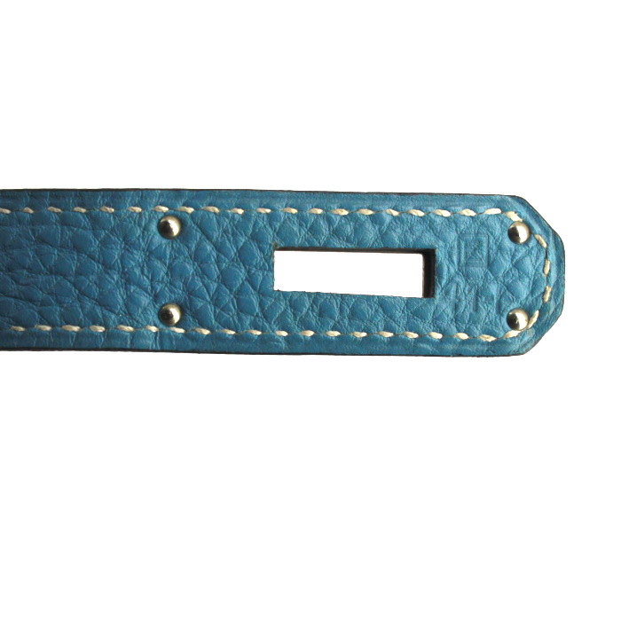 Hermes Birkin 35 cm handbag in blue togo leather - Detail D4