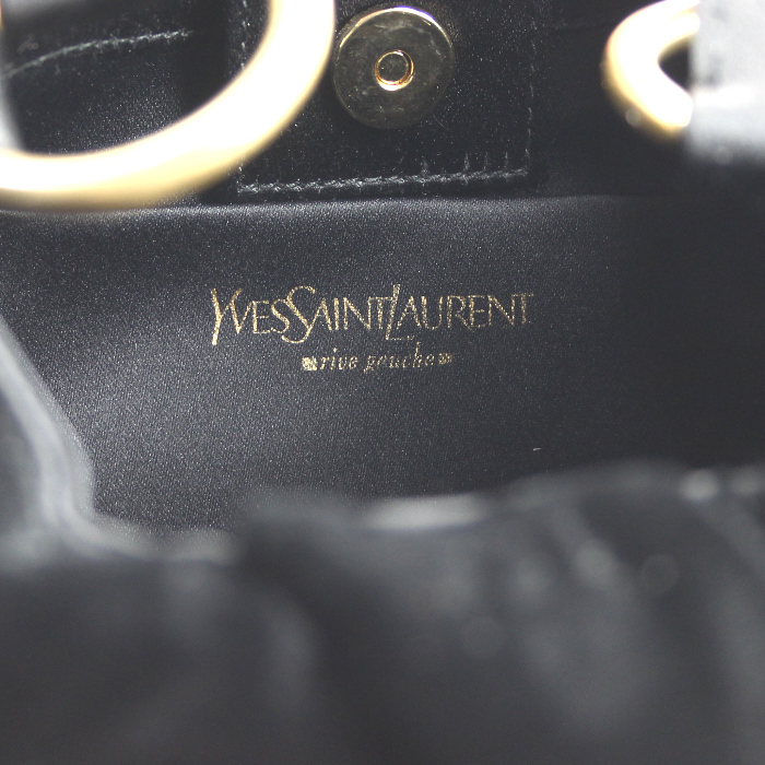 Yves Saint Laurent night bag in black satin - Detail D3